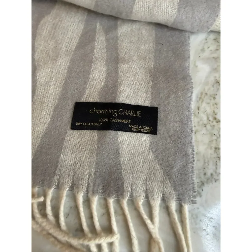 Charming Charlie Cashmere Scarf Gray Animal Print